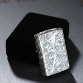 Zippo ライター ジッポライター 愛煙家 喫煙 シルバー925 スターリングシルバー #13 レギュラータイプ スクロール模様 5面手彫り ハワイアンジュエリー おしゃれ かっこいい ジッポーライター BY THE SEA バイザシー 彼氏 夫 男性 メンズ 誕生日 プレゼント ハロウィン 【品番：FL101S】