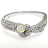 プラチナリング 結婚10周年 オパール 指輪 V字 メモリアルリング