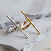 ステンレス スティックリング 2カラー バーリング 18KGP ゴールド gold シルバー 個性的 大ぶり オープンリング フリーサイズ レディース 女性 指輪 金属アレルギー対応