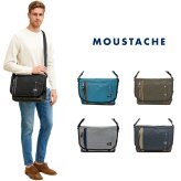 【MOUSTACHE】jlg4652 ショルダーバッグ 斜め掛け 肩掛け かばん 通勤 普段使い 使いやすい シンプル おしゃれ 軽量 メンズ プレゼント ギフト 父の日 ブラック