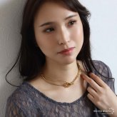 ステンレス ロングネックレス ぷっくりマンテル ギザギザアズキ スネーク Y字 チョーカー ラリエット 二重巻き ショートネックレス ゴールド 18KGP レディース 女性 金属アレルギー対応
