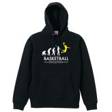 バスケ パーカー プルオーバー メンズ レディース ジュニア 練習着 裏パイル おもしろ 名入れ スウェット おしゃれ キッズ 大きいサイズ 文字入れ無料 「バスケットボールエボリューション」 アートワークスコウベ 【送料無料】