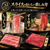 A5黒毛和牛 スライス2種と焼肉2種 食べ比べ400g 三角バラ・赤身・カルビ 肉ギフト