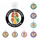 カーサイン 高齢者マーク SENIOR SAFE DRIVER イングリッシュコッカースパニエル 車内用 吸盤タイプ 収れん火災防止タイプ 肉球 日本製 車 ステッカー