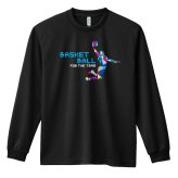 バスケ ロンT 長袖 Tシャツ メンズ 練習着 レディース ジュニア ウェア ドライ おもしろ tシャツ 名入れ おしゃれ キッズ 文字入れ無料 「ポリゴンシルエットのバスケ」 アートワークスコウベ 【送料無料】