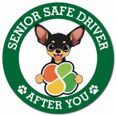 カーサイン 高齢者マーク SENIOR SAFE DRIVER スムースコートチワワ マグネット 強力 直径13cm 肉球 日本製 車 ステッカー