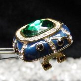 七宝焼グリーン17面カット人工石合金大ぶりピアスシルバー925ポスト