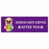 カーサイン 高齢者マーク SENIOR SAFE DRIVER パグ ステッカー シール 長方形 15x5cm 肉球 日本製 車
