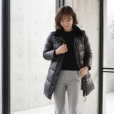 ダウンコート レディース ダウン90% ホワイトグース ブランド Filomo フィローモ ウールムートン エコ フード キャメル ブラック ダウン コート ミドル丈 女性 ギフト プレゼント 6F (08000221r)