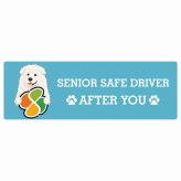 カーサイン 高齢者マーク SENIOR SAFE DRIVER マレンマシープドッグ ステッカー シール 長方形 20x6.7cm 肉球 日本製 車