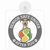 カーサイン 高齢者マーク SENIOR SAFE DRIVER ディアハウンド 車内用 吸盤タイプ 収れん火災防止タイプ 肉球 日本製 車 ステッカー