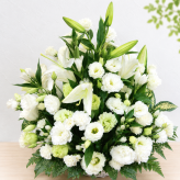 お供え花 お悔やみ 生花アレンジメント Lサイズ 高さ約45cm フラワーアレンジメント 供花 仏花 命日 お盆 お彼岸 法事 四十九日 一周忌 三回忌 枕花 送料無料【北海道・沖縄・九州・四国・中国・離島は配送不可】