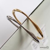 ステンレス ニュアンスバングル ゆがみ くびれ メタルブレスレット ゴールド 18KGP シルバー 腕輪 シンプル こなれ感 お洒落 人気 華奢 重ね付け 細身 高級感 レディース 女性 金属アレルギー対応