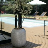 植木鉢 おしゃれ 大型 丸 ラウンド φ50cmxH56cm 16号  縦長 樽型 砂目 KONTON サンディ ジャートール ファイバーポリストーン 軽量 底穴あり 屋外 M ベージュ ブラウン グレー 観葉植物 多肉植物 シンボルツリー 北欧 ナチュラル モダン プランター ベランダ 玄関