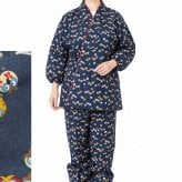 作務衣 楽粋 総柄 日本製 女性 婦人 さむえ 綿100％ 6220 OK-20 レディース 部屋着 作業着 ルームウエア 制服 ユニフォーム 和食店 仕事着 母の日 ギフト 敬老の日 クリスマスギフト プレゼント 和柄 和装