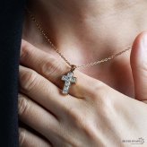 ステンレス クロスネックレス 小ぶり 18KGP レディース ペンダント ストーン 十字架 ゴールド 華奢 上品 きれいめ シンプル 大人 女性用 首飾り アクセサリー デイリー フェミニン おしゃれ 繊細 ワンポイント