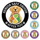 カーサイン 高齢者マーク SENIOR SAFE DRIVER ゴールデンレトリバー ステッカー シール 直径13cm 肉球 日本製 車
