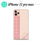 iPhone11ProMax iPhone11pro max スマホケース ハードケース チェック ボーダー ピンク +アルファベット メンズ レディース nk-i11pm-1605i