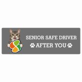 カーサイン 高齢者マーク SENIOR SAFE DRIVER アメリカンワイヤーヘア ステッカー シール 長方形 20x6.7cm 肉球 日本製 車