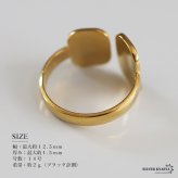 ステンレス ダブルスクエアオープンリング 18KGP 指輪 レディース メンズ ブラック ホワイト オープンリング スクエア モノトーン ゴールド デザインリング シンプル モード カジュアル