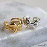 ステンレス リボンリング ノットリング 結び目 個性的 ゴールド 18K GP シルバー フリーサイズ レディース 女性 指輪 金属アレルギー対応