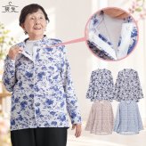 シニアファッション レディース 80代 70代 60代 90代 春夏秋冬 [装生] 日本製 乾燥機対応 ちりめん 花柄 スナップボタン 前開き ブラウス おばあちゃん 服 誕生日 プレゼント 婦人服 女性 ハイミセス ミセス 祖母 お年寄り 老人 高齢者（csf-ft4-yi0122）