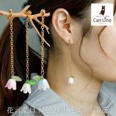 【在庫限り】小さなスズランのお花が揺れる 清楚＆可憐なロング チェーン ピアス 金属アレルギー対応 ステンレス製 小ぶり かわいい