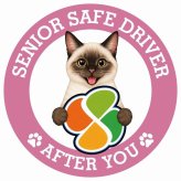 カーサイン 高齢者マーク SENIOR SAFE DRIVER シャム ステッカー シール 直径13cm 肉球 日本製 車