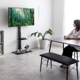 テレビ台 テレビボード テレビスタンド ラック ボード 壁寄せ tv 壁掛け 脚 スリム 薄型 コーナー ハイ ミドル 幅65 高さ調節 調整 首振り 角度 無段階 棚付き 32インチ 40 55 65 v 型 配線隠し コード 自立式 収納 新生活