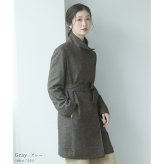 カシミヤ コート ツイード スタンドカラー ロング 着丈87cm レディース カシミヤ100％ 秋 冬 グレー 11号 カシミヤコート ロングコート アウター ツイード 30代 40代 50代 母 女性 ギフト プレゼント 6F (02000203r)