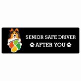 カーサイン 高齢者マーク SENIOR SAFE DRIVER シェットランドシープドッグ ステッカー シール 長方形 20x6.7cm 肉球 日本製 車