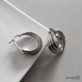 ステンレス 大ぶりピアス 3連ピアス ツイストピアス フープピアス シルバー プチプラ 大きめ 存在感 メタル ワイド 両耳2点 レディース 女性 金属アレルギー対応 イヤリング