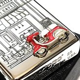 ZIPPO ライター ニューヨーク ジッポ 重厚立体メタル スクーター レッド 両面加工 おしゃれ シルバー レディース ギフト FOOD LOVER CLUB アメリカ NEW YORK かわいい 彫刻 メンズ 銀 プレゼント