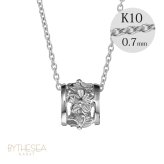 ゴールド ネックレス ハワイアンジュエリー ネックレス ホワイトゴールド バレル 樽 ハイビスカス透かし 14K K14ホワイトゴールド K10 10Kあずきチェーン太0.7mm ギフトラッピング可能 彼女 妻 女性 レディース プレゼント ハロウィン 【品番：CG-GP106W】