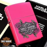 ZIPPO ハーレーダビッドソン ジッポライター バラ マットピンク HARLEY-DAVIDSON ロゴ ROSE ギフト プレゼント かっこいい メンズ レディース 薔薇