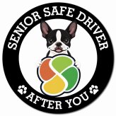 カーサイン 高齢者マーク SENIOR SAFE DRIVER ボストンテリア マグネット 強力 直径13cm 肉球 日本製 車 ステッカー