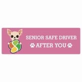カーサイン 高齢者マーク SENIOR SAFE DRIVER チワックス ステッカー シール 長方形 15x5cm 肉球 日本製 車