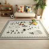 韓国ラグ 韓国風ラグ ラグ 円形 140cm 洗える キッズラグ モノトーン 北欧 おしゃれ カーペット 絨毯 プレイマット 子供部屋 滑り止め 床暖房 ホットカーペット対応 遊び毛防止 オールシーズン 丸型 リビング ベビー 赤ちゃん モダン モノクロ