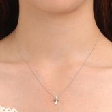 ネックレス レディース ピンクダイヤモンド クロス 十字架 天然石 ペンダント アクセサリー ジュエリー 華奢 シンプル 大人可愛い 上品 ギフト プレゼント 誕生日 記念日