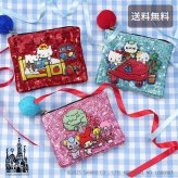  タマオワールド スパンコール刺繍ポーチ ハローキティ  ベット ピアノ マイメロディ POC3815 POC3814 POC3835 メール便  スパンコール 刺繍 ポーチ 小銭入れ レッド(Bed)