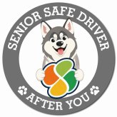 カーサイン 高齢者マーク SENIOR SAFE DRIVER シベリアンハスキー マグネット 強力 直径13cm 肉球 日本製 車 ステッカー