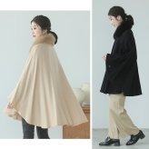 ケープ カシミヤ 100% ポンチョ 軽量 弱撥水 日本製 暖かい レディース アウター マント ケープポンチョ ケープコート フォックスファー ボレロ 春 秋 冬 ブラック ベージュ ギフト プレゼント 6F (02000012r)