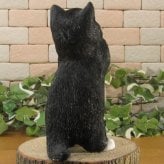 猫　置物 リアル　シンお願いキャット　１　ハチワレ　ネコ　動物オブジェ　ガーデン　オーナメント　店舗　カウンター　装飾　オブジェ　インテリア　玄関先　庭　ねこ好きさん人気ギフト　動物人気ギフト　クリスマスプレゼント　お誕生日祝い　母の日人気　父の日人気　敬老の日人気