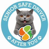 カーサイン 高齢者マーク SENIOR SAFE DRIVER ブリティッシュショートヘア ステッカー シール 直径13cm 肉球 日本製 車