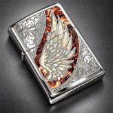 ZIPPO ウイング 天使の羽 ジッポ ライター マーブル ブラウン おしゃれ 翼 シルバー アラベスク 彫刻 茶 御守り メンズ レディース かっこいい ギフト プレゼント
