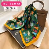 スカーフ 猫 大きめ 70×70 キャット イラスト プリント 小さめ 正方形 首 ネック カラフル アクセント ねこ バッグスカーフ バッグ プレゼント おしゃれ かわいい ギフト サテン 雑貨 猫雑貨 CAT 猫グッズ 風呂敷 ドット 犬