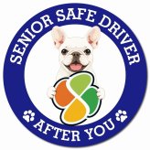 カーサイン 高齢者マーク SENIOR SAFE DRIVER フレンチブルドッグ マグネット 強力 直径13cm 肉球 日本製 車 ステッカー
