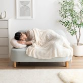 ソファー かわいい 丸 ロー フロア テーブル 一人暮らし クッション付き 小さめ リビング 二人掛け 2人 2P ラウンド型 幅119 I字 肘なし アームレス 脚付き コンパクト 低い 子供部屋 天然木 ファブリック 韓国インテリア