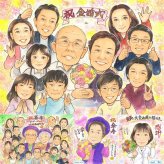 結婚記念日の記念に、笑顔になれる似顔絵を贈ってみませんか。 似顔絵 金婚式 プレゼント 手描き ギフト 贈り物 名入れ 結婚記念日 お祝い 誕生日 長寿 大人数 祖父 家族 ご両親 ご夫婦 下書き確認 名入れ 修正無料 似てる 宝物 親孝行 喜ばれる 宝物 長寿 感謝 結婚50周年 一生もの 喜寿祝い 感謝の品 還暦祝い ブライダルギフト 闘病中の方への励まし 披露宴 傘寿祝い クリスマス 同窓会