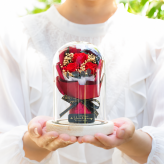 デバリエ hi-01 ソープフラワー フラワードーム 薔薇 花束 天然木 ガラス 誕生日プレゼント 女性 花 彼女 クリスマスプレゼント ホワイトデーお返し 結婚 記念日 お見舞い 贈り物 デバリエオリジナル